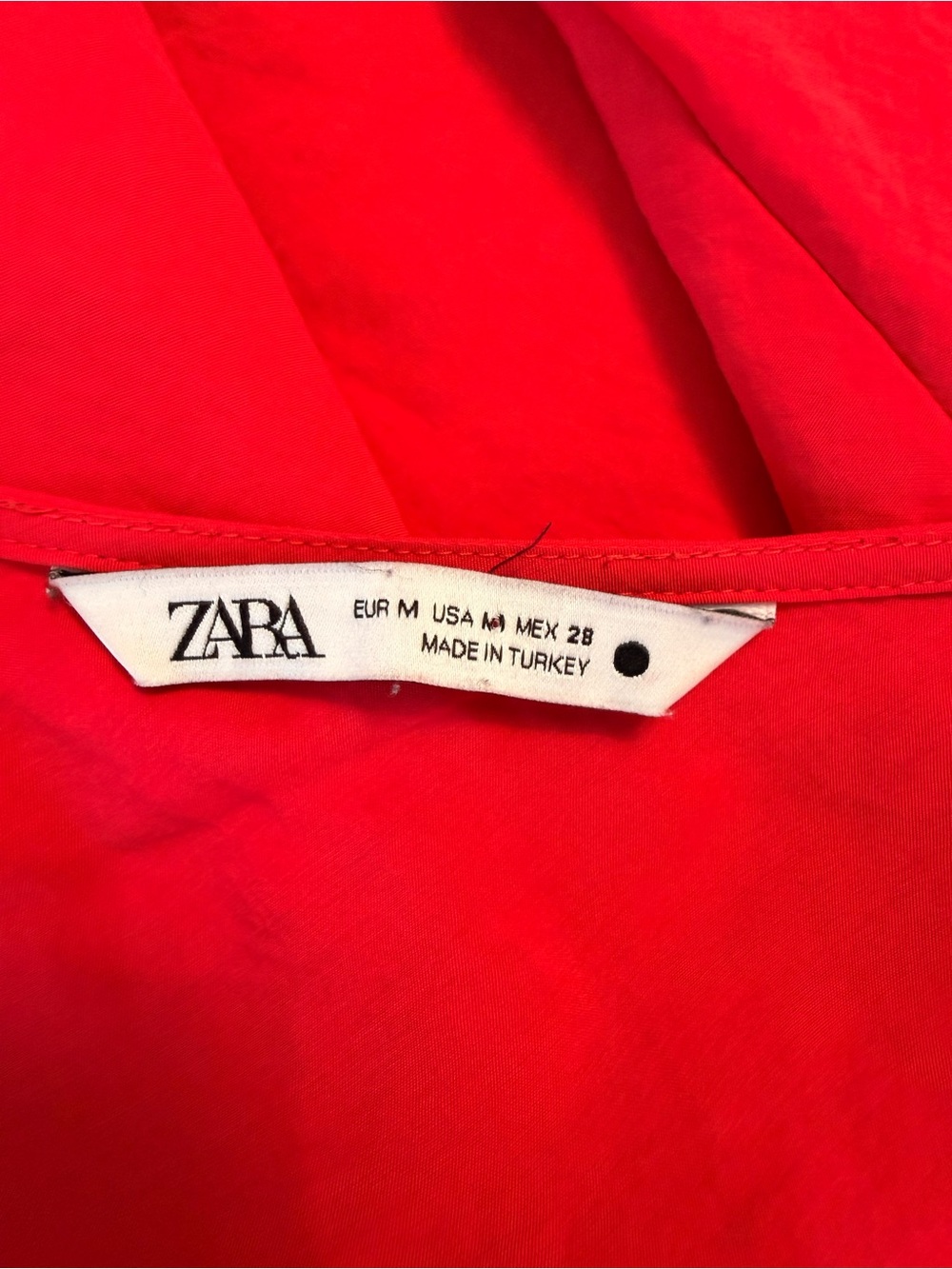 Zara Red Satin Slip Dress with V-Neck and Spaghetti Straps - Picture 6 of 7